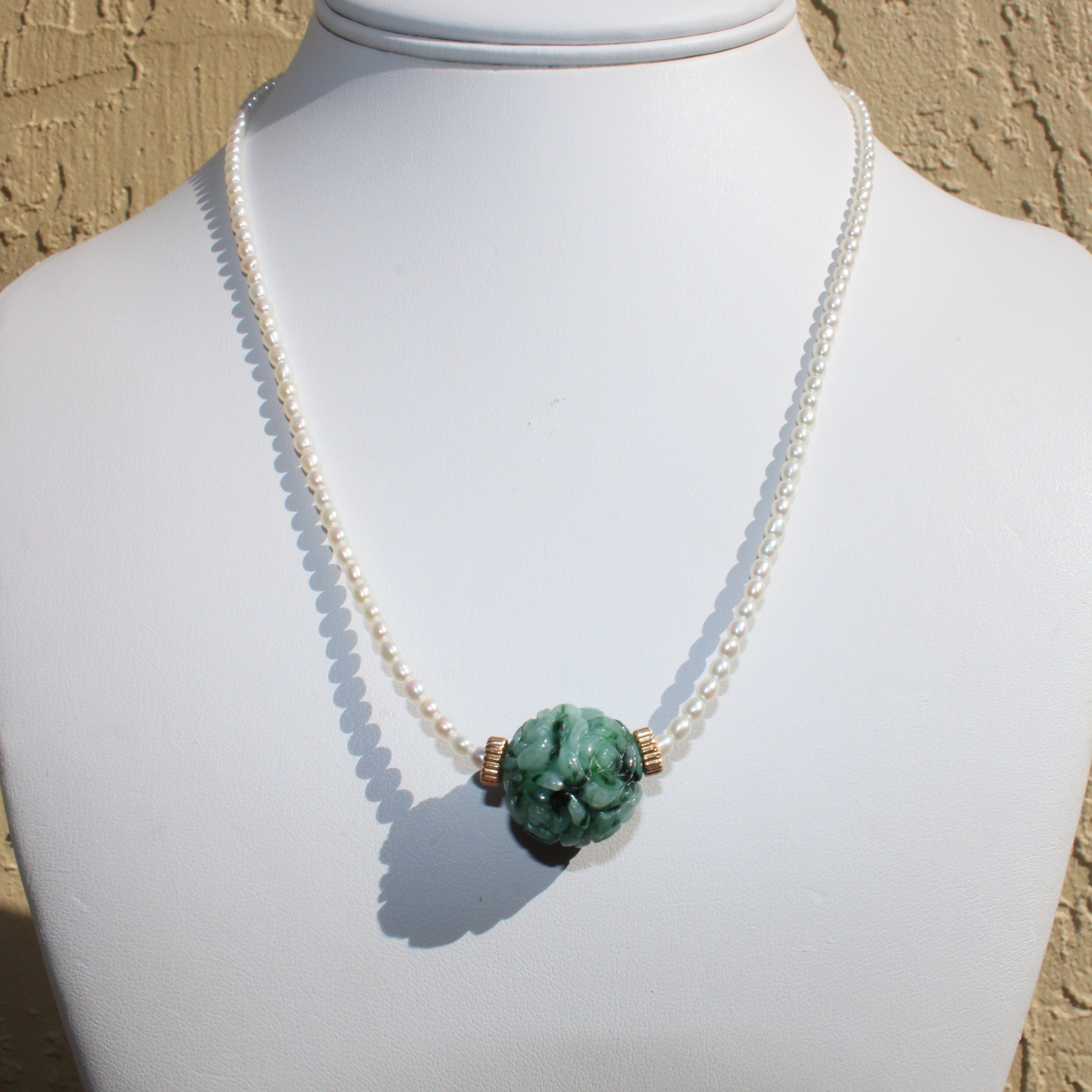 Vintage Pearl And Jade Necklace
